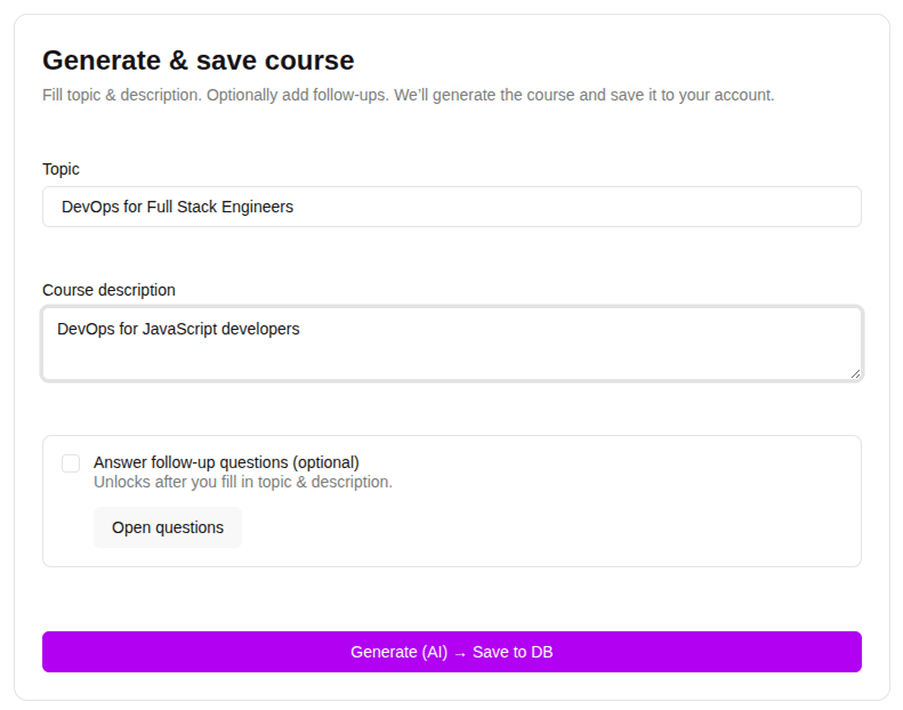 Describe your course